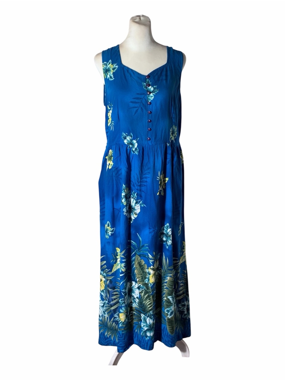 Vintage Erika tropical sleeveless maxi dress Sz Large